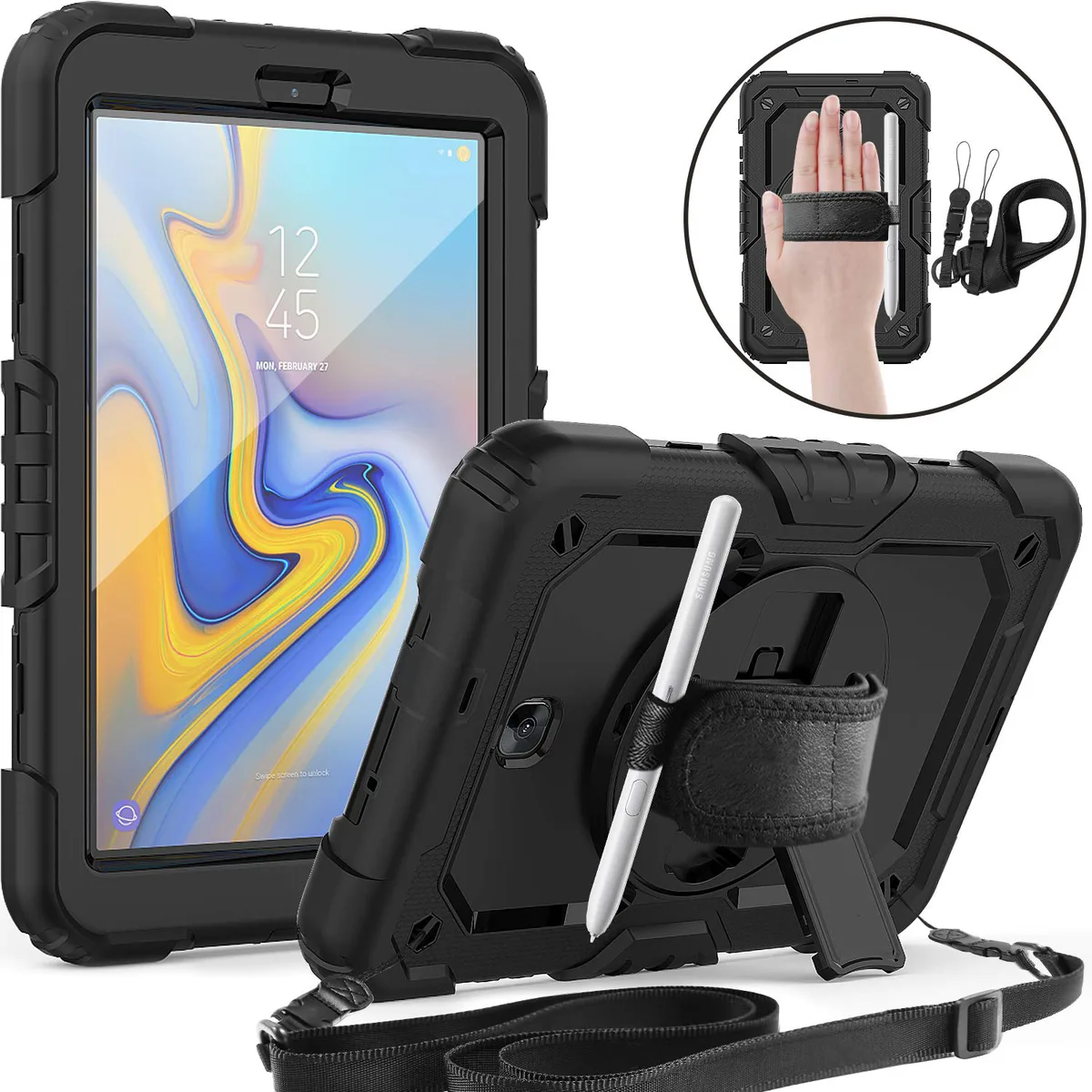 Werleo Werleo SM-T387 laptop case with hand strap, shoulder strap and 360° kickstand — product photo