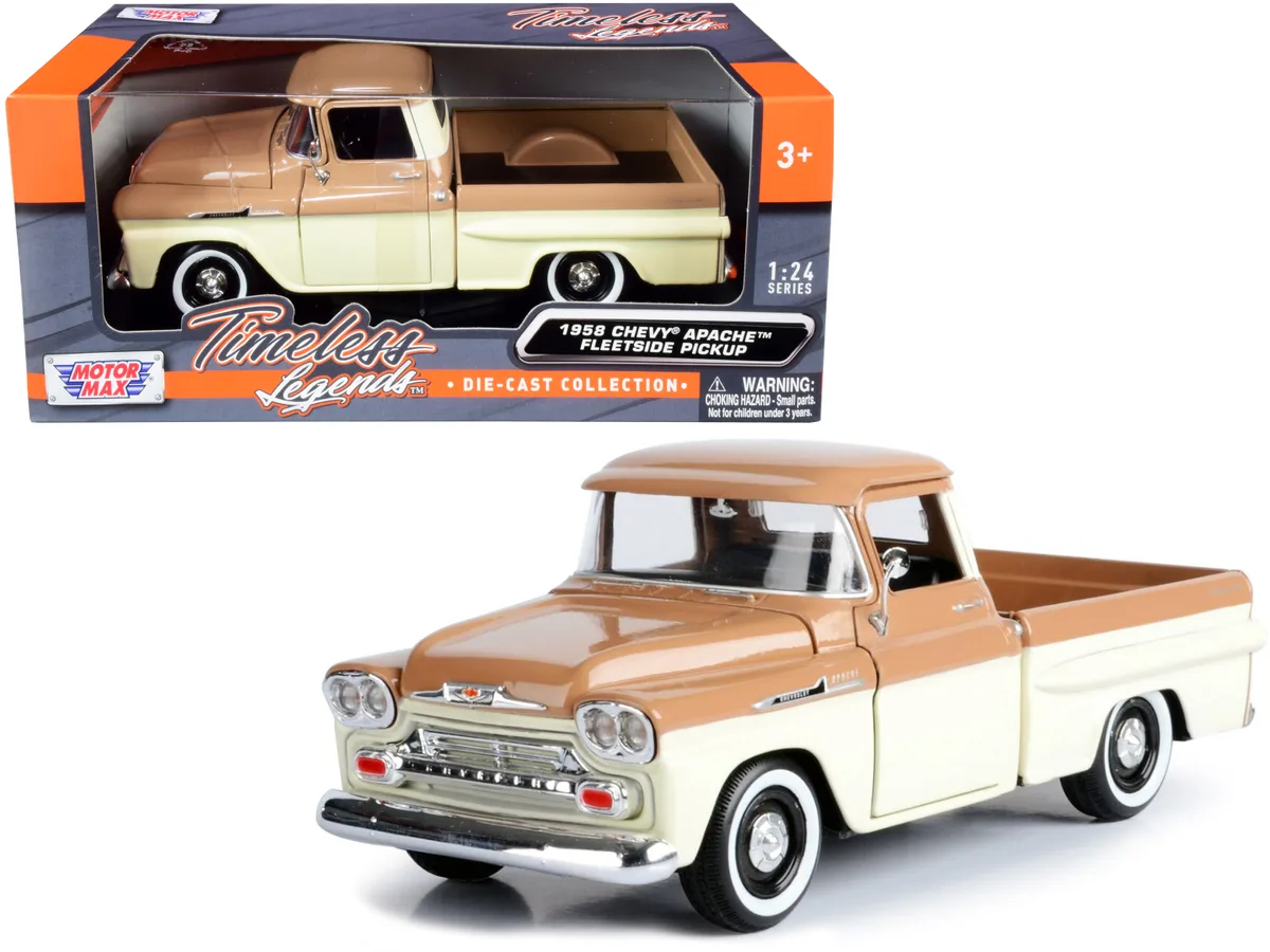 MOTORMAX MOTORMAX 1958 Chevrolet Apache Fleetside Pickup Brown Beige 1/24 Diecast — product photo