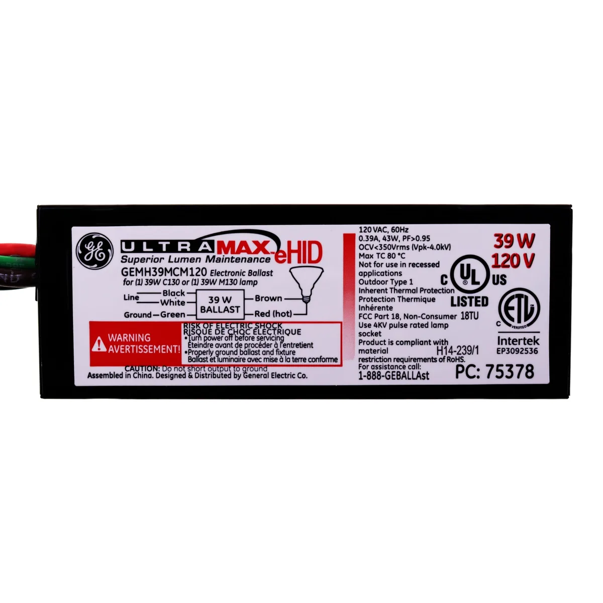 GE GE GEMH39-MCM-120 39W 120V Electronic Low Frequency Ballast — product photo
