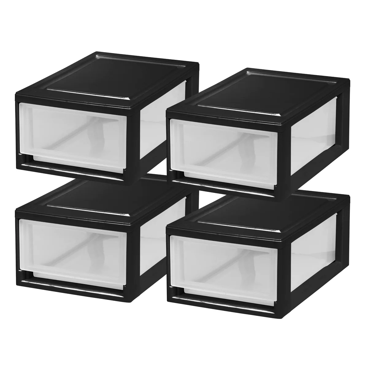 IRIS IRIS 4-Pack 6qt Stackable Storage Drawers Black — product photo