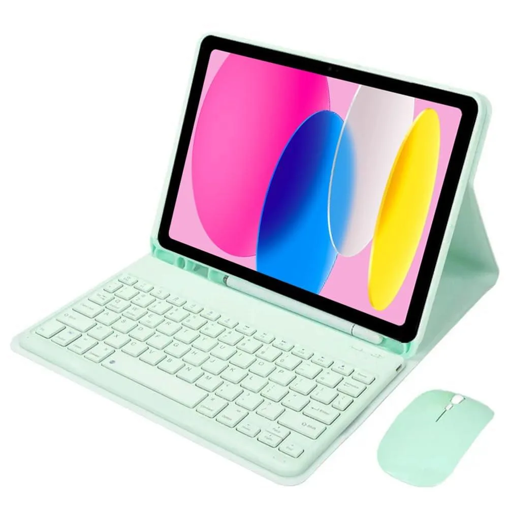 Mint green folio case with detachable Bluetooth keyboard and mouse for 11 inch 2025 iPad