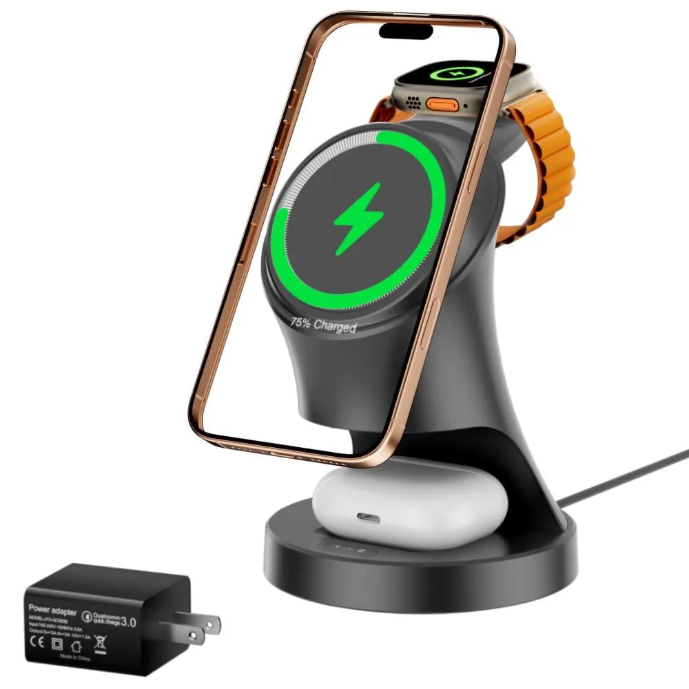  Mpaargoow X6 3-in-1 Wireless Charging Station Black — product photo