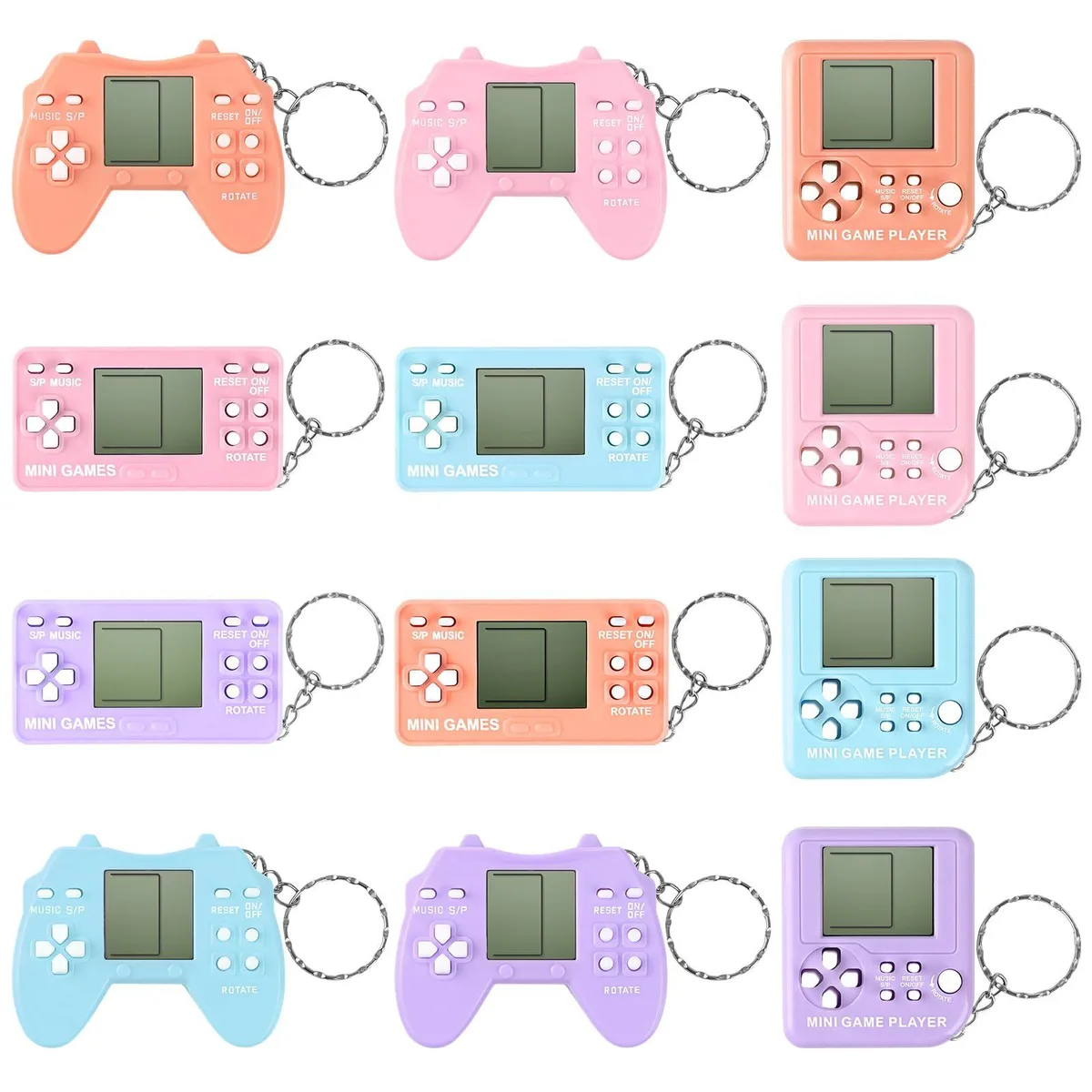 ZCOINS 12 Mini Arcade Game Keychains 26 Games 99 Levels Multi-Color — product photo