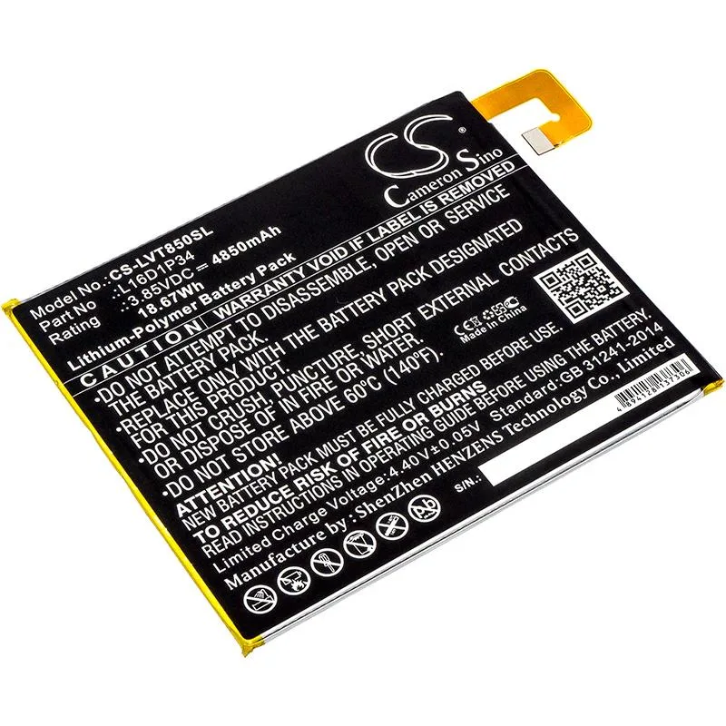 Rectangular black replacement battery for Lenovo Tab 4 8 Plus