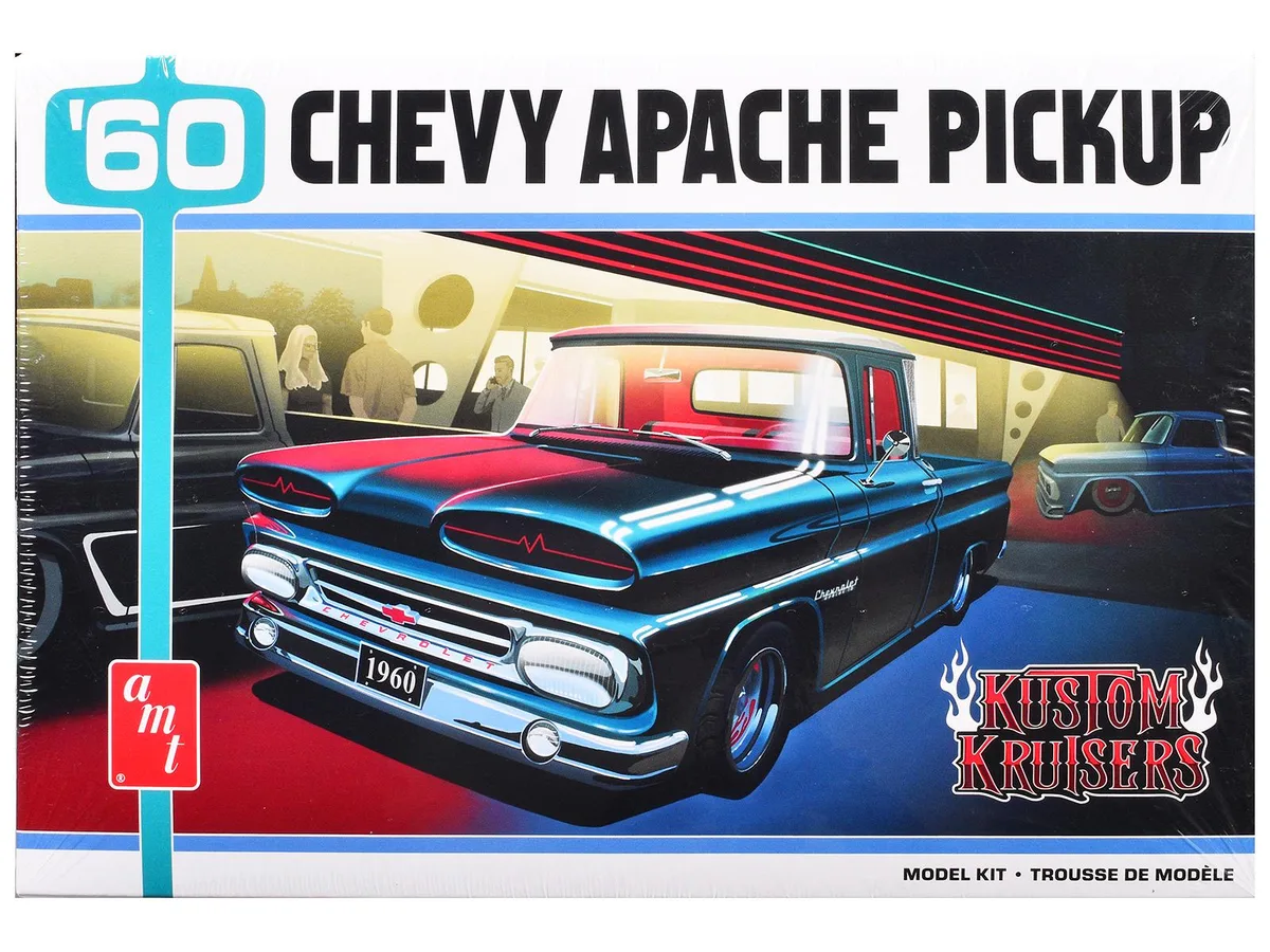 AMT AMT AMT1444M 1/25 Scale 1960 Chevrolet Apache Pickup Kustom Kruisers Model Kit 107 Parts — product photo