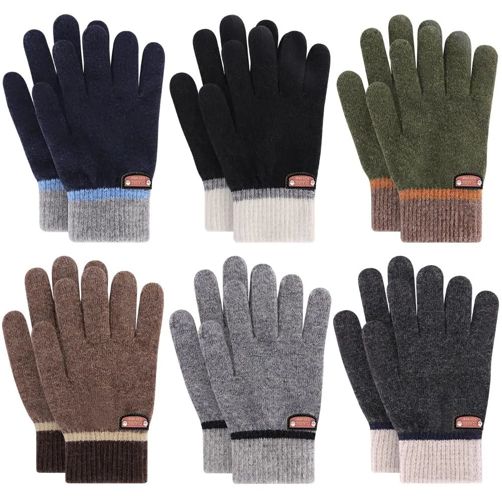  GOHI Kids Winter Gloves 6 Pairs 6-12 Years Wool Fleece Lined — product photo