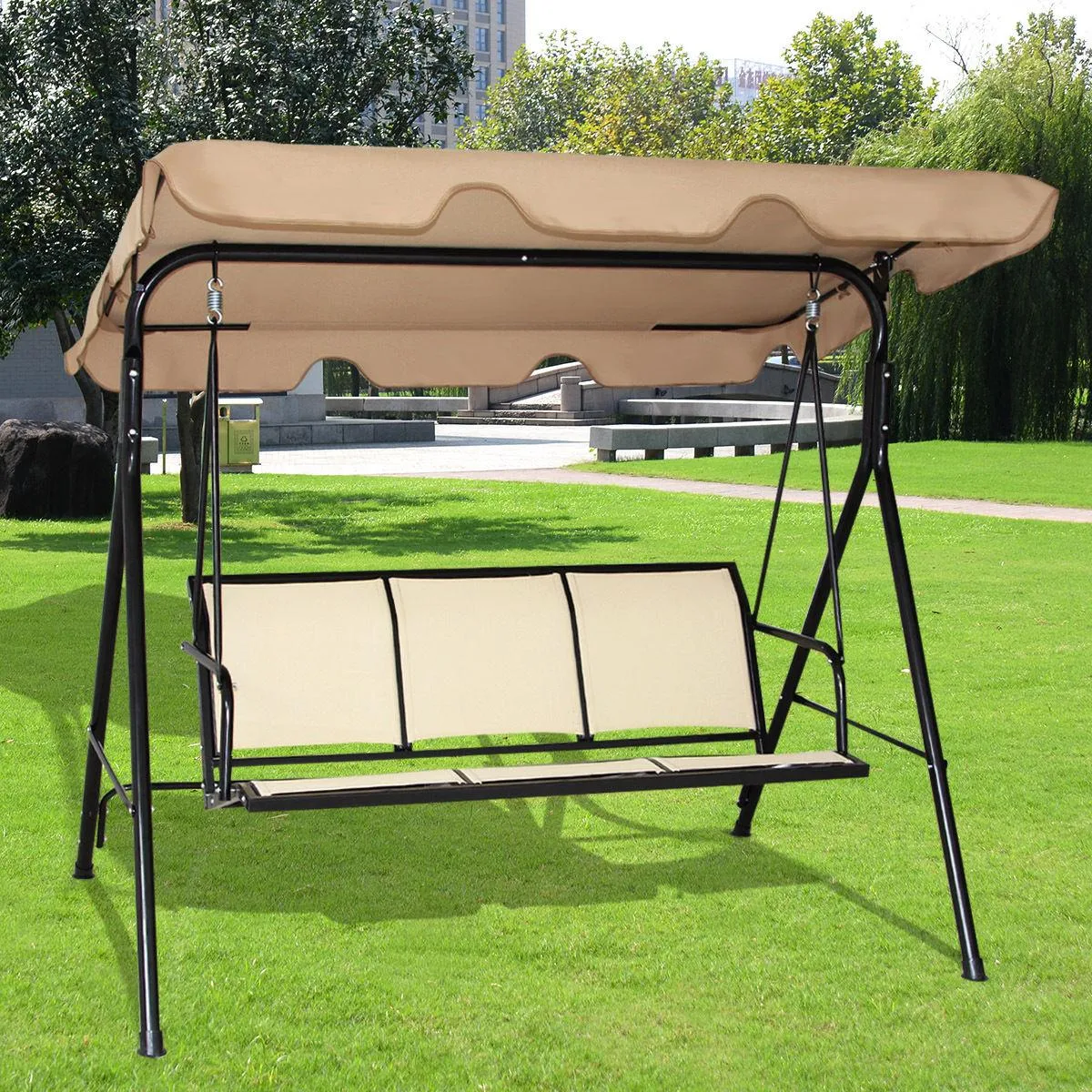 Costway Costway 3 Person Patio Swing Canopy Beige 67 528 46.8 — product photo