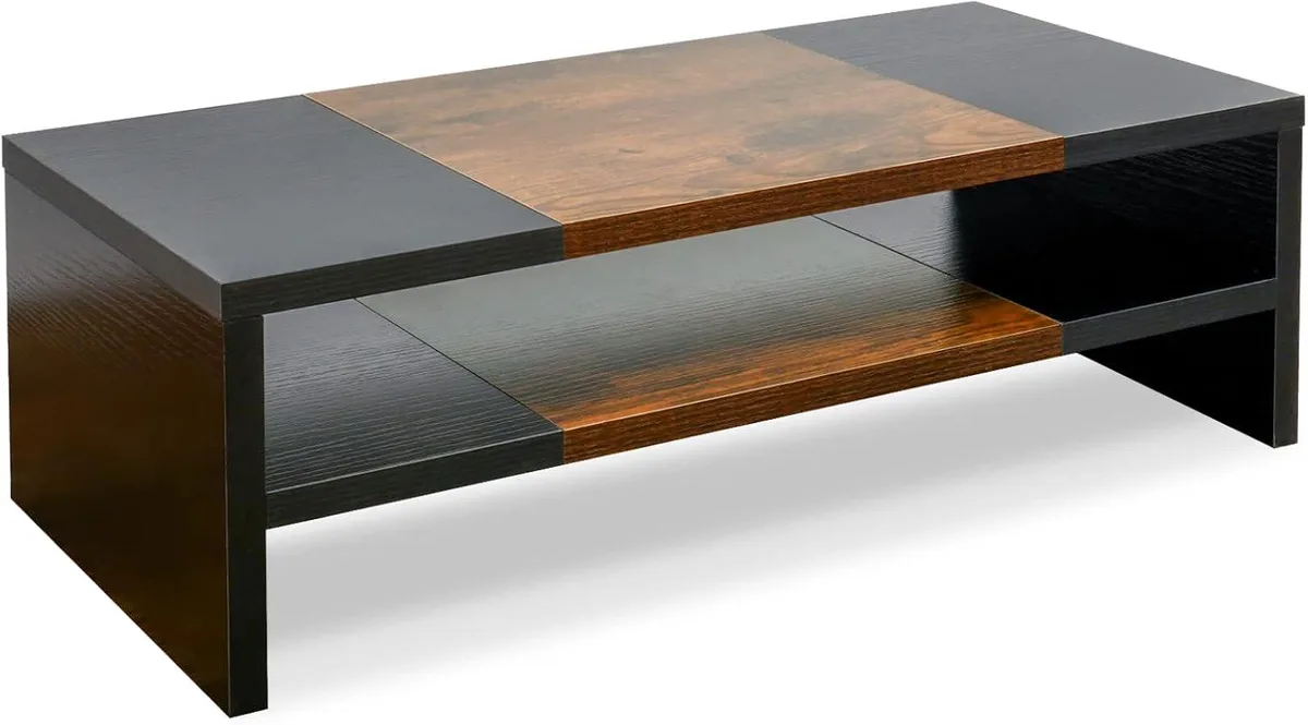PISKEKAT PISKEKAT 2-Tier Monitor Stand Riser 20" 80 lbs Black+Brown — product photo