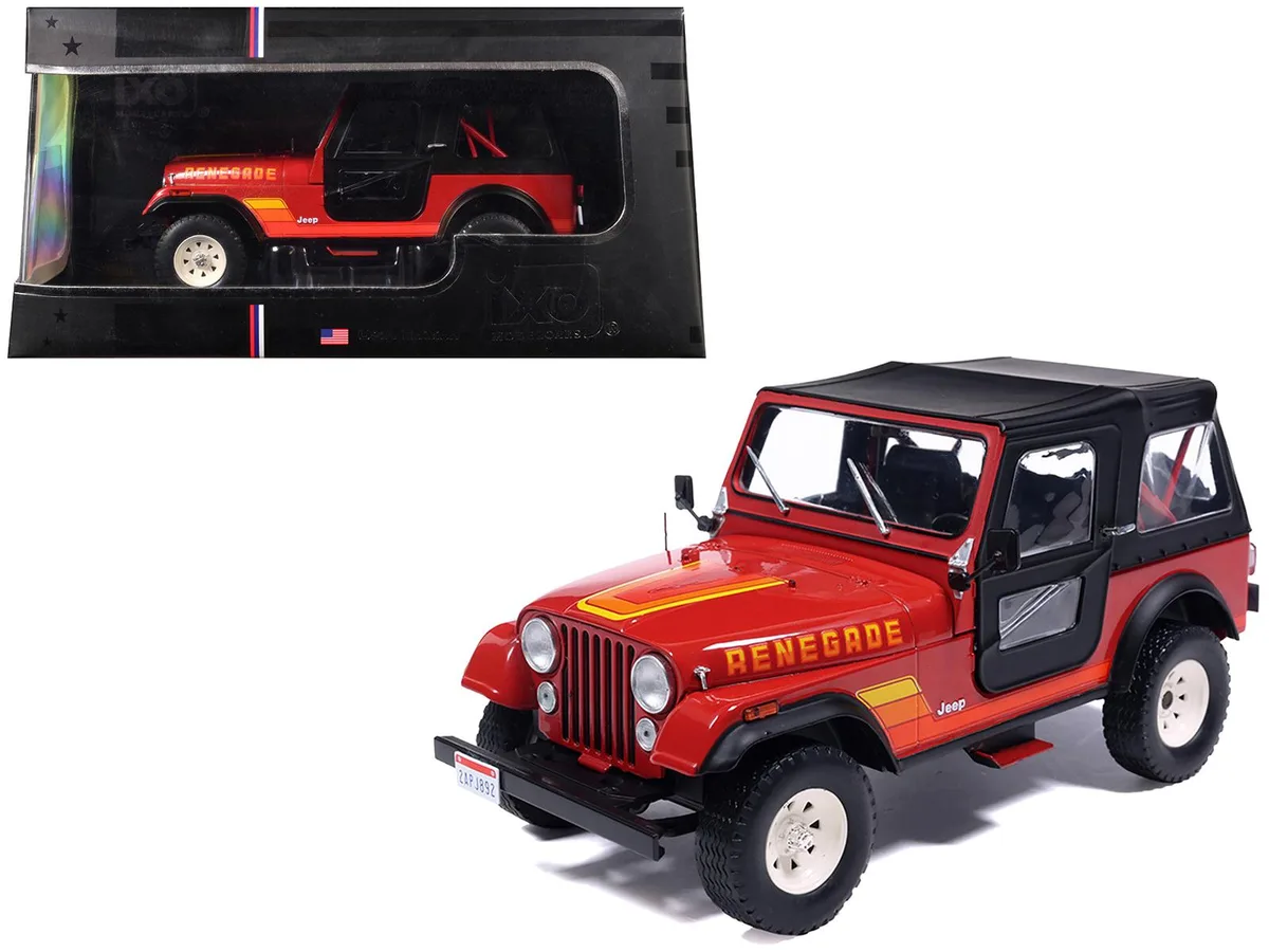 Ixo Models Ixo Models 1983 Jeep Renegade Red with Stripes and Black Top 1/24 Diecast Hobby Collectible — product photo