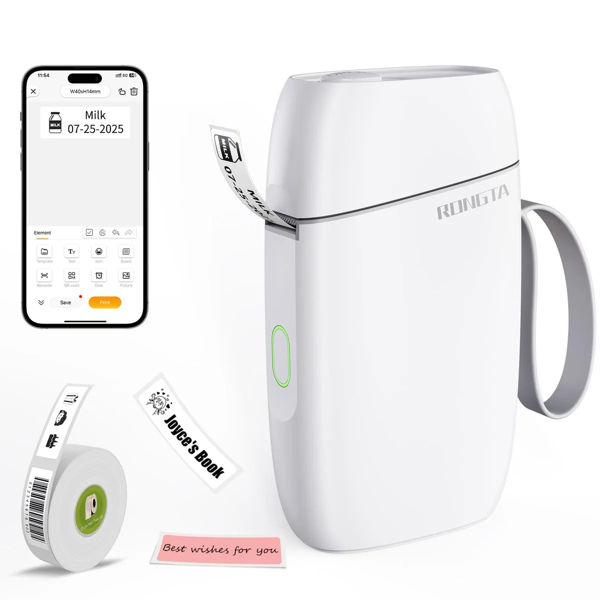  Rongta R5 Portable Thermal Label Printer White 14x40mm 203dpi 180g — product photo