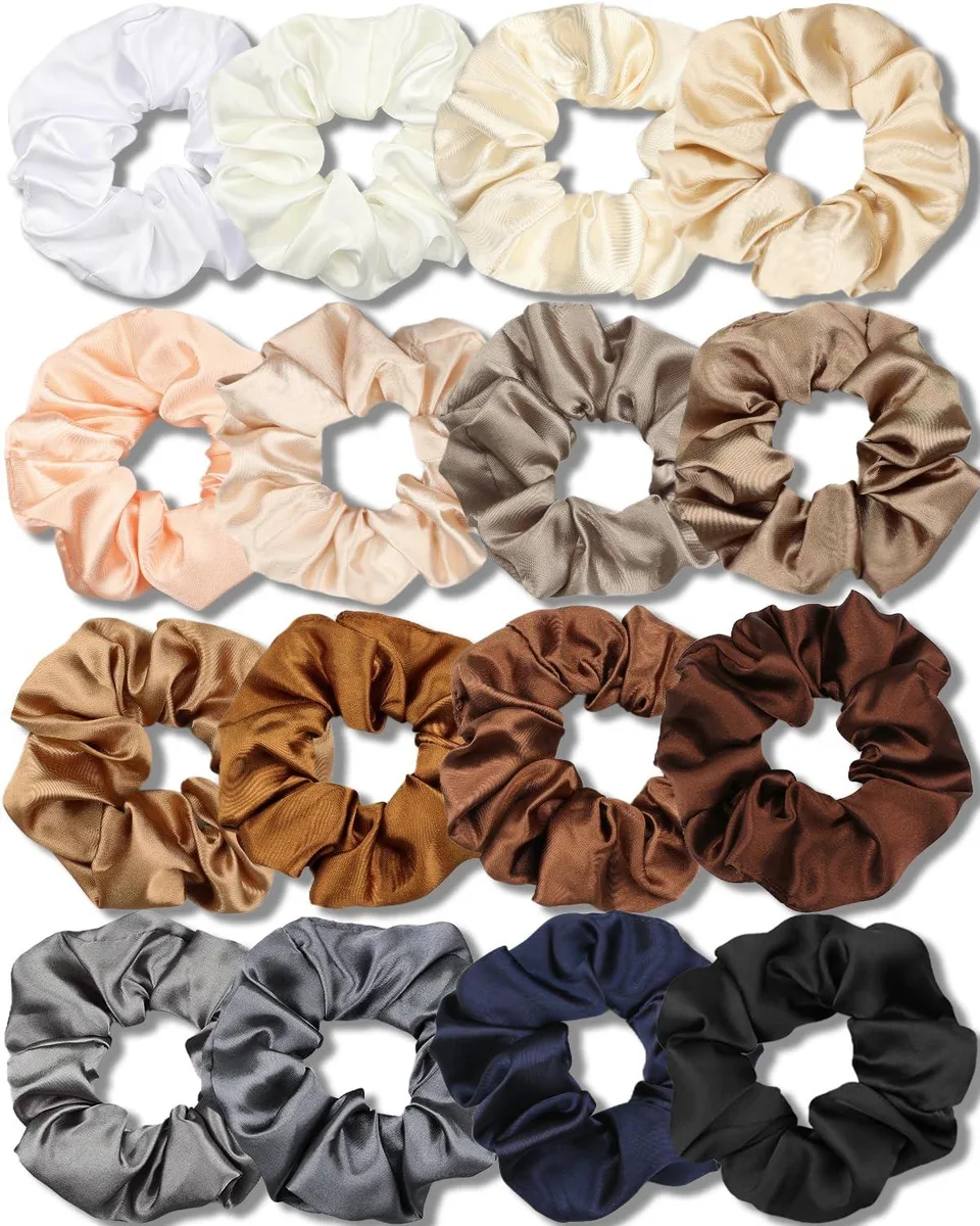 IVARYSS Satin Scrunchies 16 Pack 4.7 in Neutral Color — product photo