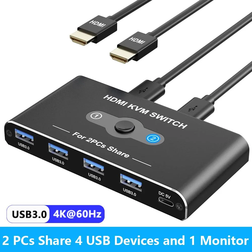 Hitoor Hitoor 2 Port HDMI KVM Switch 4K@60Hz 4 USB 3.0 — product photo