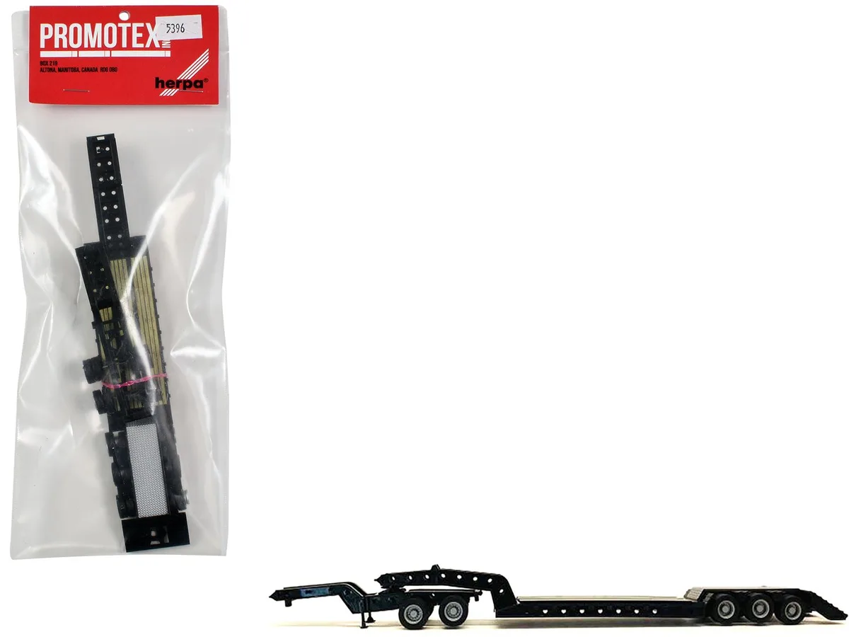 Promotex Promotex Heavy Equipment Lowboy Trailer with Jeep Black 1/87 HO 9.5 inches — product photo