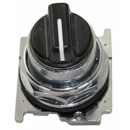 Eaton Cutler-Hammer 30 mm three-position selector switch with black knob and chrome bezel