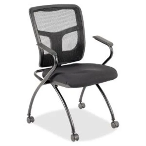 Lorell Lorell 84374 Nesting Chair 2 Pack Black Mesh Fabric 37"H — product photo