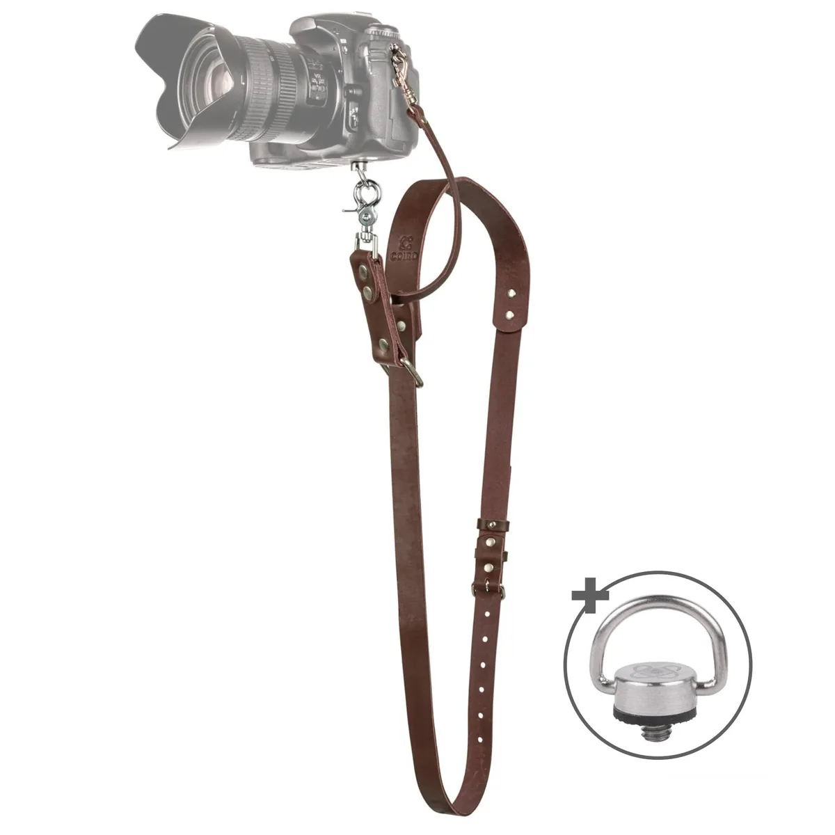  C Coiro Leather Camera Harness Shoulder Strap Blue Southwest — product photo