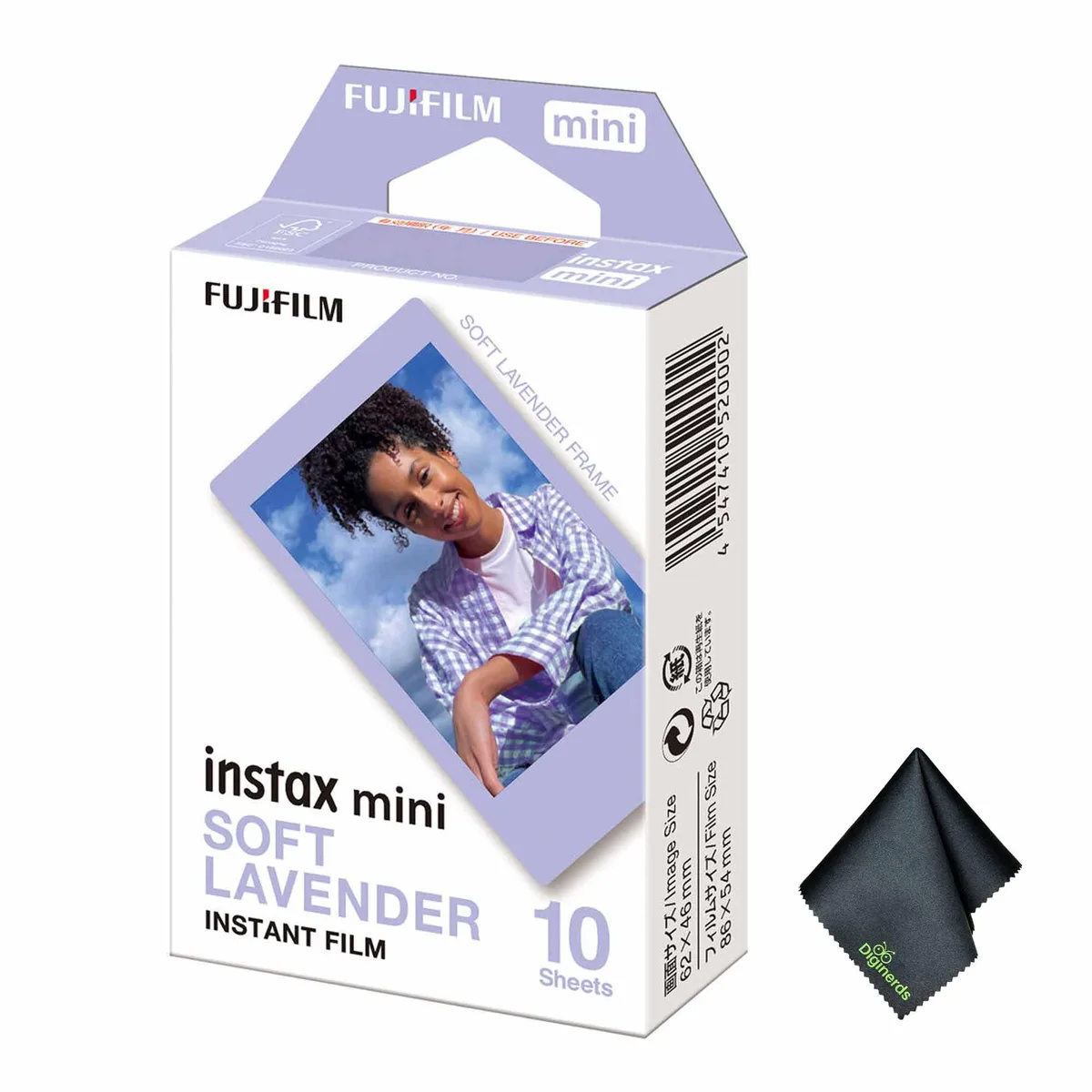 FUJIFILM FUJIFILM INSTAX MINI Soft Lavender Instant Film 10 Exposures with Microfiber Cloth — product photo