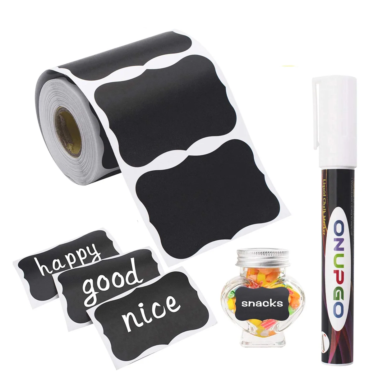  ONUPGO FM450 Chalkboard Labels 180pcs with 1 Marker — product photo