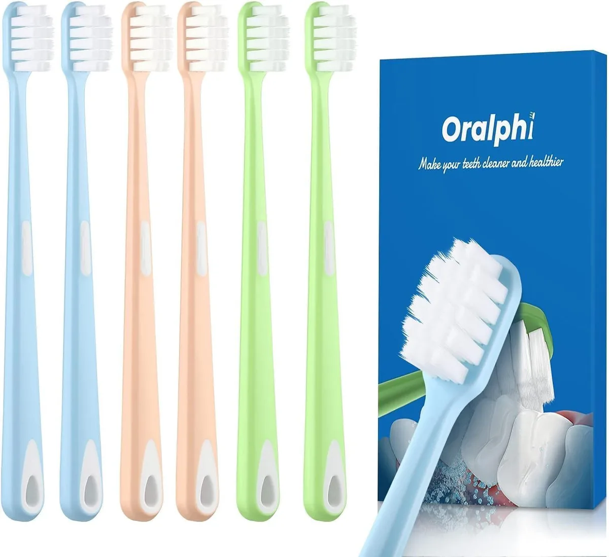 White manual toothbrush with compact head and 10000 ultra-soft bristles