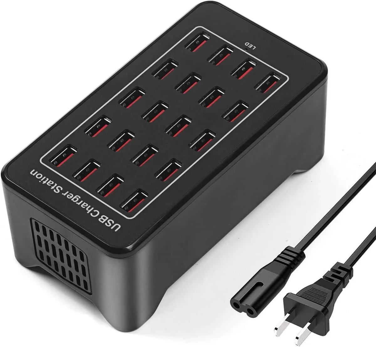 WRIARICH WRIARICH 20-Port 100W Desktop USB Charger Black — product photo