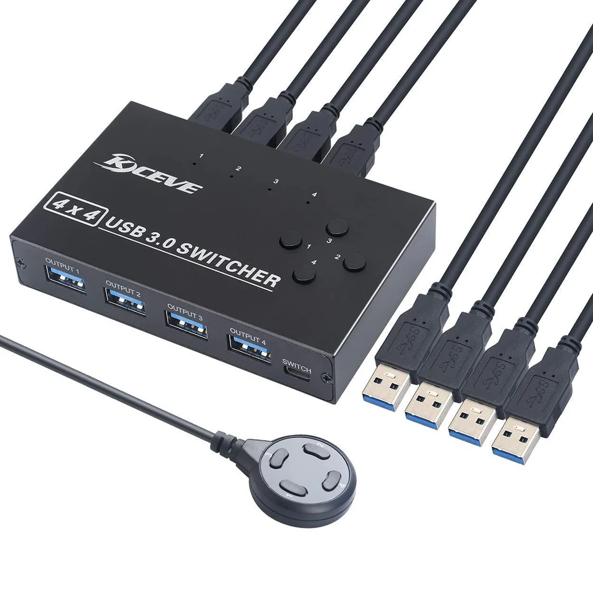 WRIARICH WRIARICH 4 Port USB 3.0 KVM Switch 4 in 4 Out with Remote — product photo
