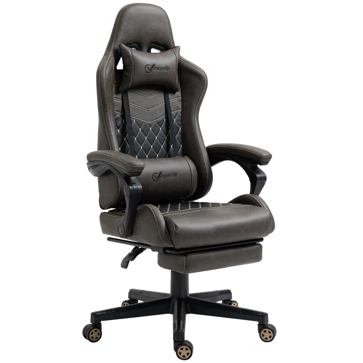 tuphen tuphen Gaming Chair Diamond PU Brown 130° Recline Footrest 274 lbs — product photo