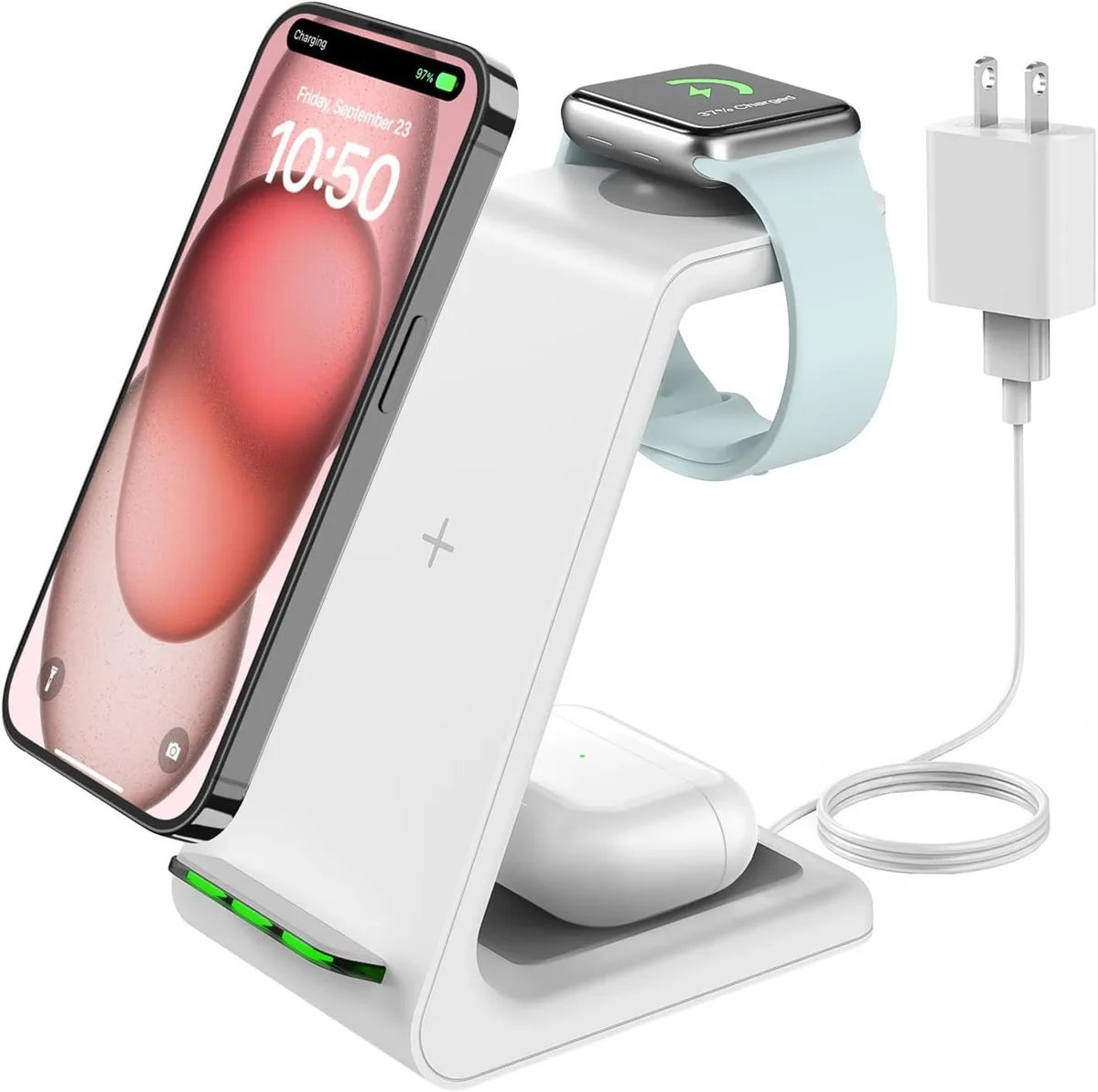 PISKEKAT PISKEKAT 3-in-1 Wireless Charger Stand for iPhone 15 14 13 12 11, Apple Watch, AirPods — product photo