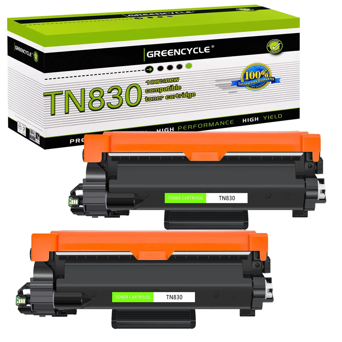 GREENCYCLE GREENCYCLE 2 Pack Compatible Black Toner Cartridge TN830 TN830XL 1200 Pages — product photo