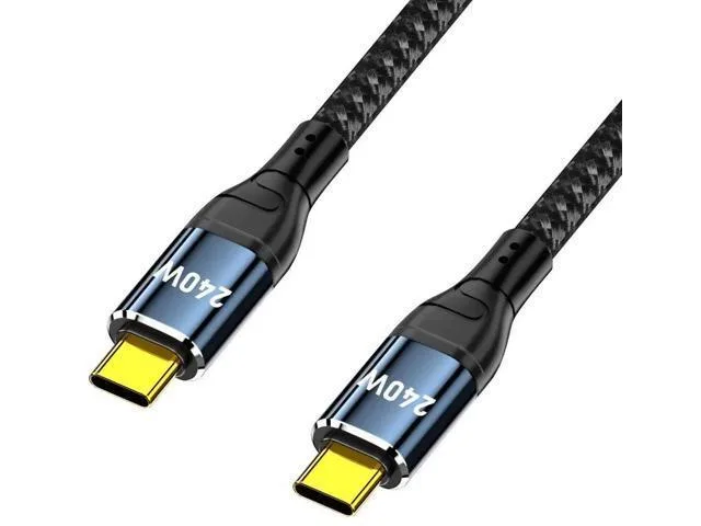 Short 50 cm USB-C to USB-C cable with gold-plated connectors and black braided jacket
