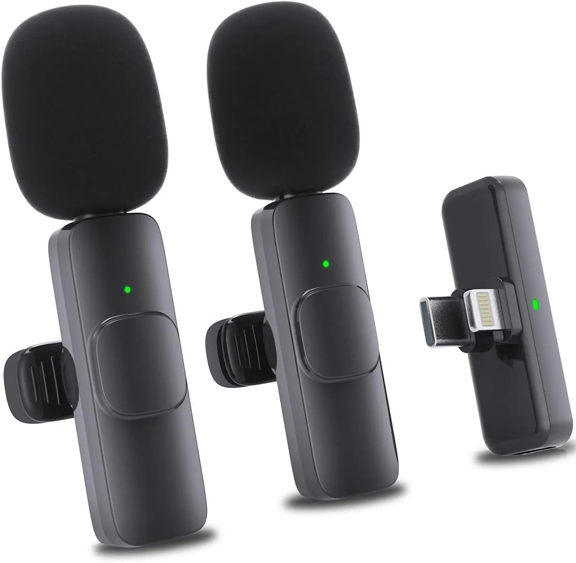  wedaniya Wireless Mini Microphone 2-Pack Lavalier Lapel Mic AI Noise Cancellation 70ft Range 16H Battery — product photo
