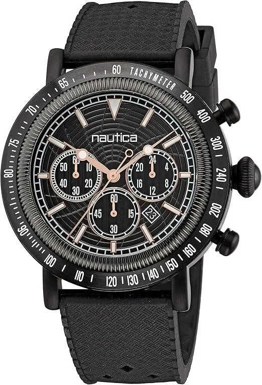 Nautica Nautica Spettacolare Chronograph Quartz 44.5 mm Black Silicone Watch — product photo