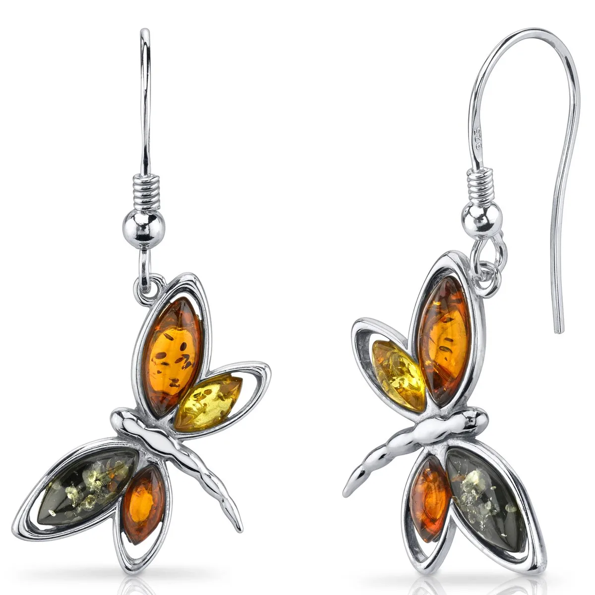 Oravo Oravo SE8484 Baltic Amber Dangle Earrings Sterling Silver Multicolored — product photo