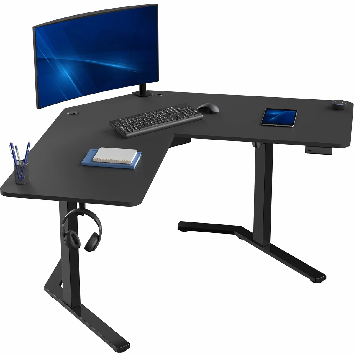 VIVO VIVO Black Electric Corner Standing Desk 55" x 55" L-Shaped Workstation — product photo