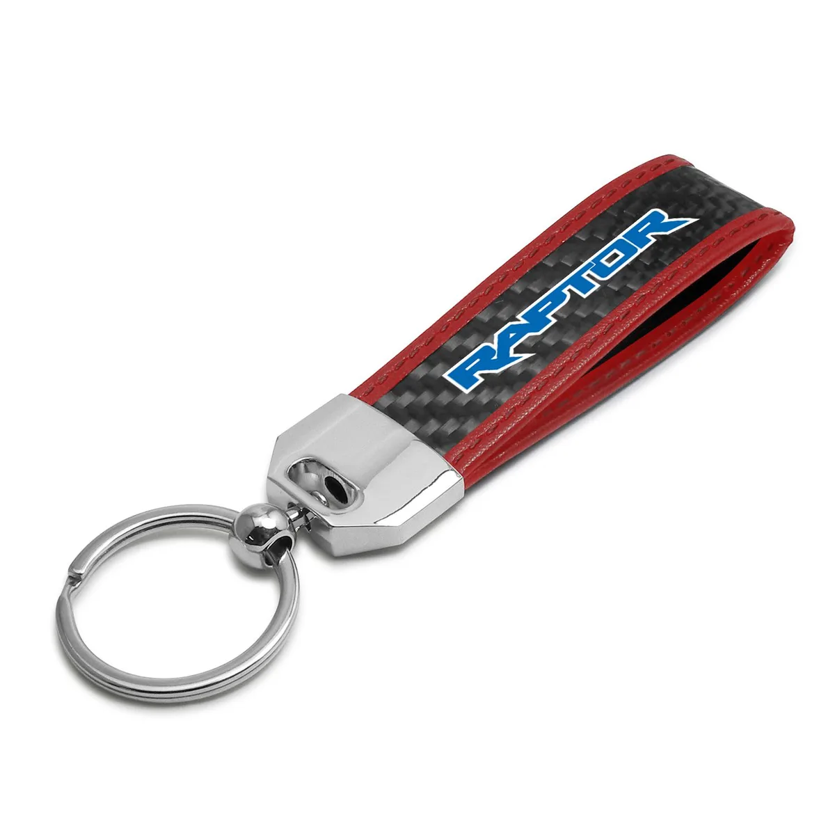 iPick Image, LLC iPick Image, LLC Ford F150 Raptor Blue Carbon Fiber Key Chain Red Leather Stitching — product photo