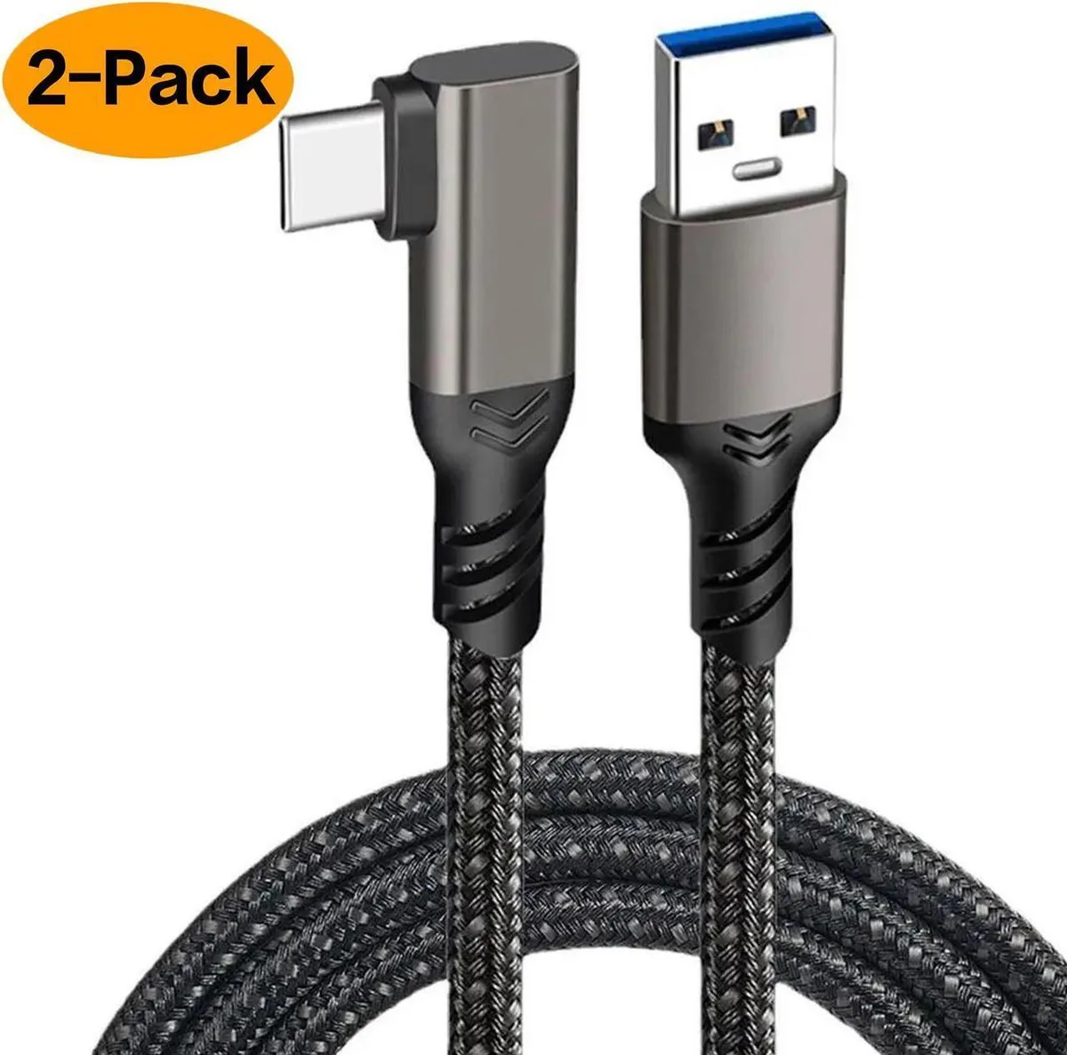 SMUGDESK SMUGDESK Right Angle USB-C to USB-A 10 Gbps 60W Braided Cable 1 m 2 Pack — product photo