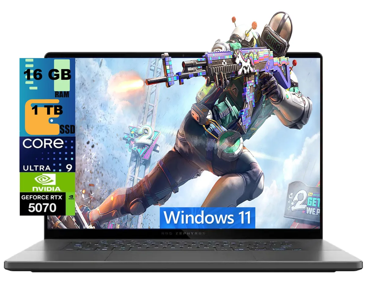 ASUS ASUS ROG Zephyrus G16 16" 2.5k OLED 240Hz Ultra 9 285H RTX 5070 16GB 1TB laptop — product photo