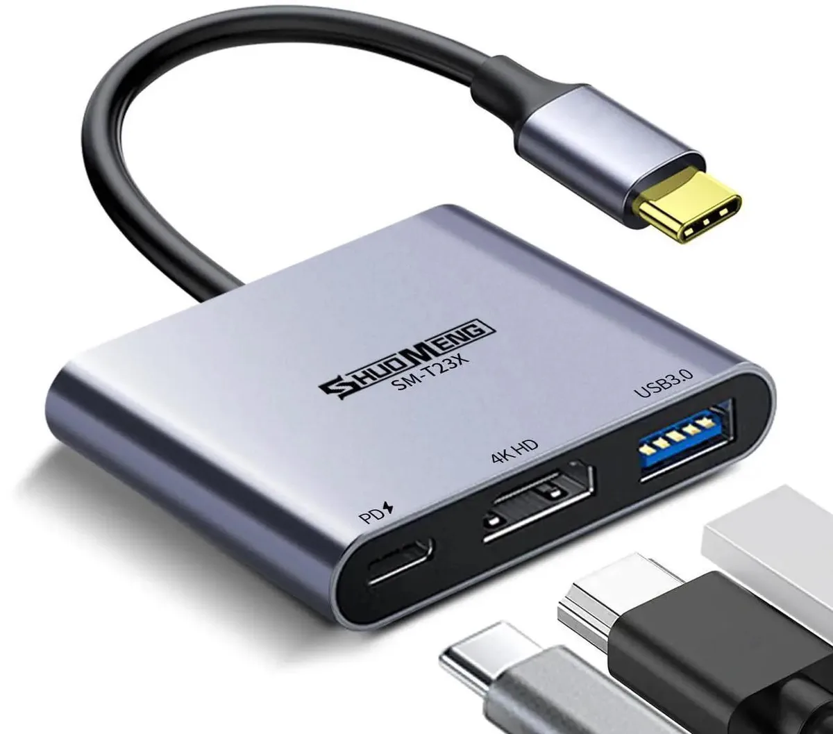 Vszerda Vszerda USB C to HDMI Adapter 3-in-1 4K@60Hz PD100W USB 3.0 — product photo