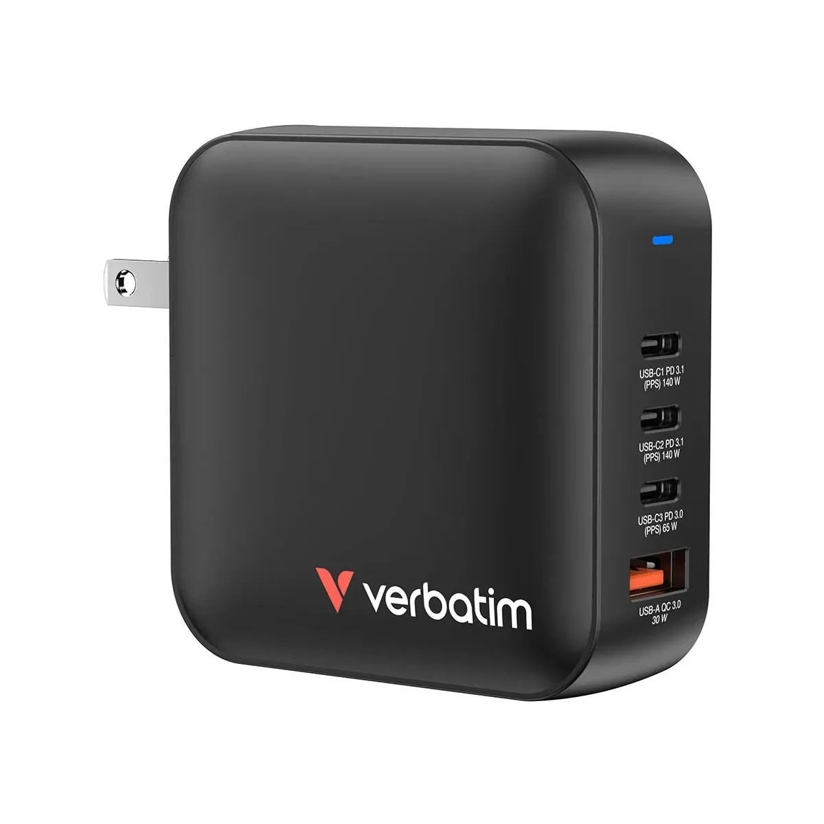 VERBATIM Verbatim 165W 4-Port USB-C/A GaN Wall Charger #32216 — product photo
