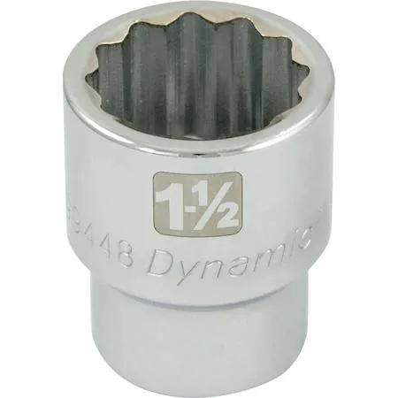 Chrome 12-point 1-inch drive socket, 1-1/2 inch SAE