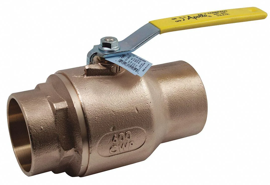Bronze two-piece ball valve with sweat ends and lever handle