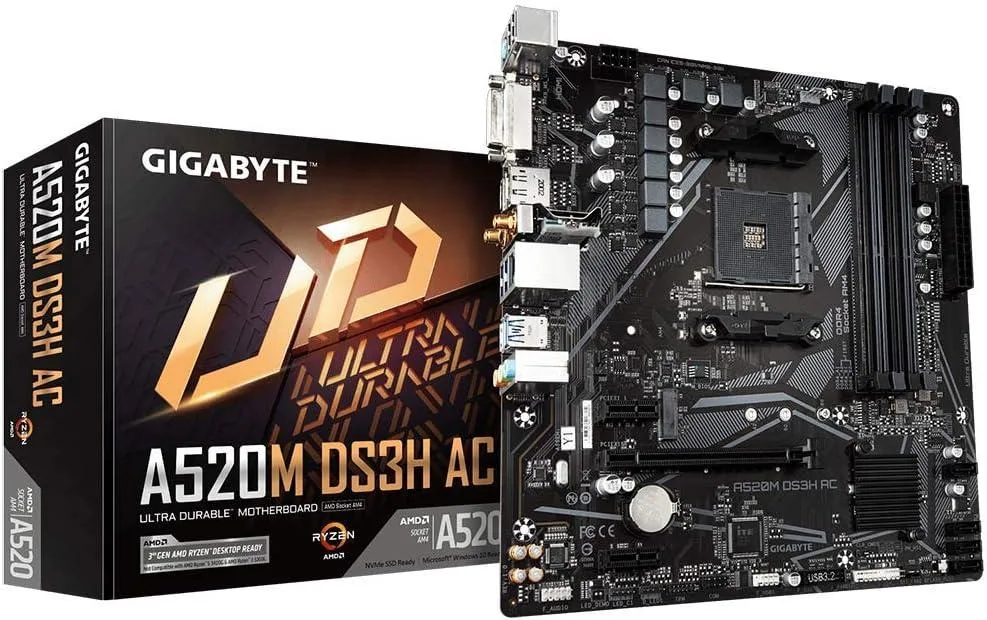 GIGABYTE GIGABYTE A520M DS3H AC AMD motherboard — product photo