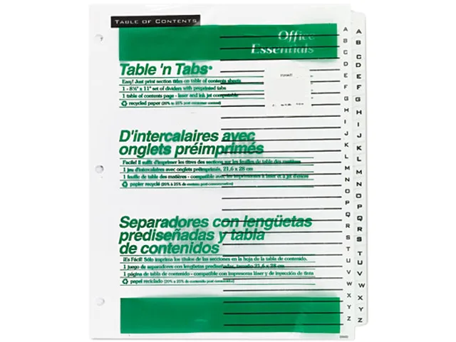 Avery Avery 11676 26-Tab A-Z Dividers 11 x 8.5 card filing — product photo