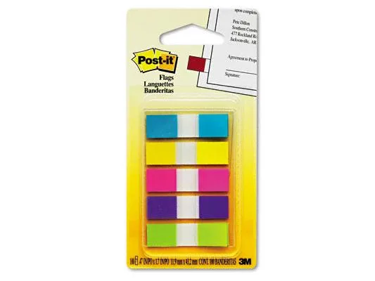 3M 3M 6835CB Small Flags 5 Bright Colors 20 per Dispenser — product photo