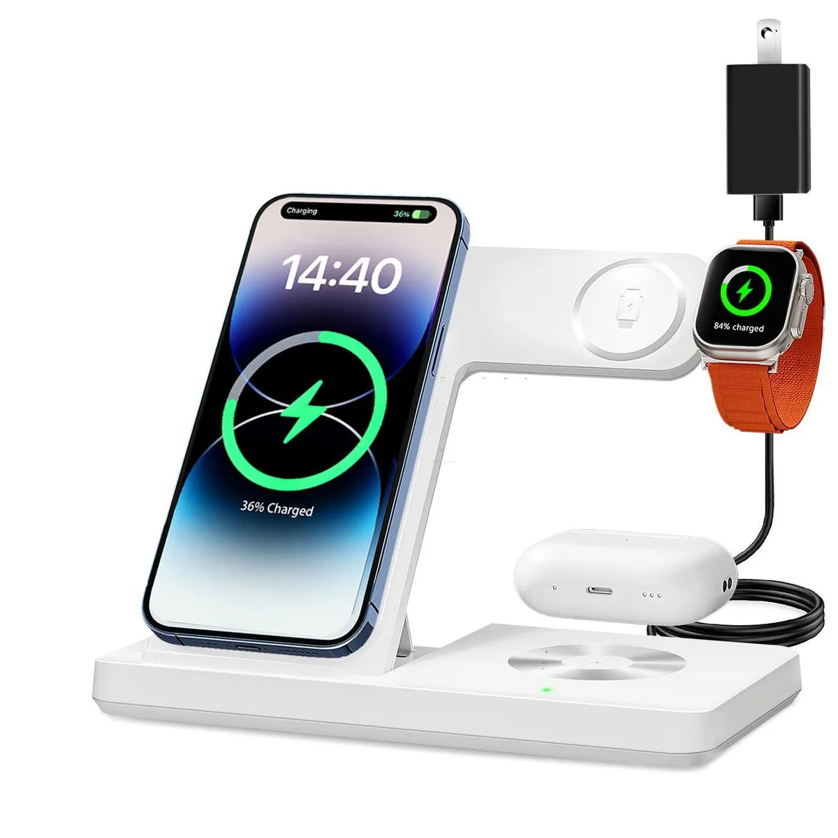  NDNDKRIK M9 3-in-1 Wireless Charging Station White — product photo