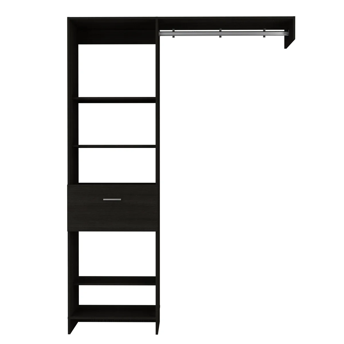 FM FURNITURE FM FURNITURE Hybrid Closet System 5 Shelves 1 Drawer Black — product photo