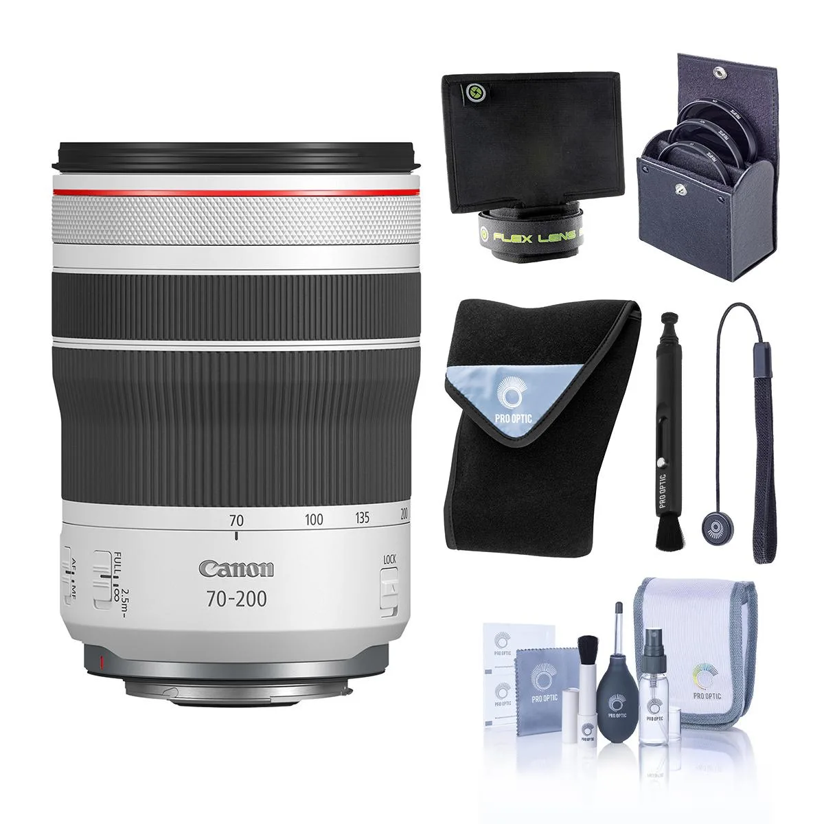 Canon Canon RF 70-200mm f/4L IS USM Lens Bundle with Flex Lens Shade and 77mm Filter Kit — product photo