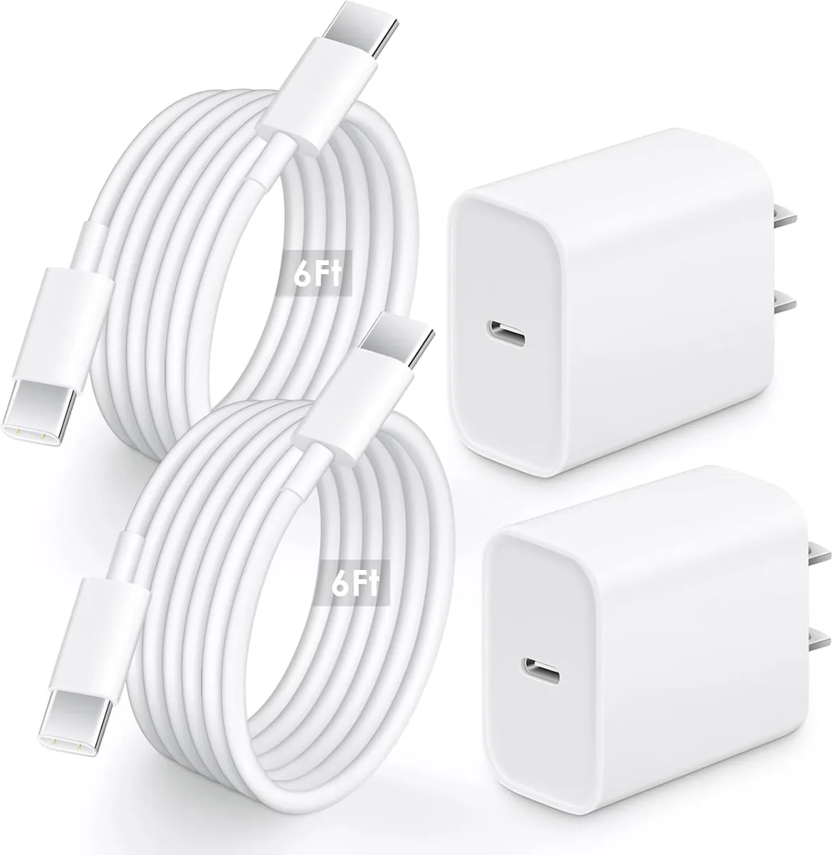 Elestur Elestur 20W USB-C Charger with 6ft Cable 2 Pack — product photo