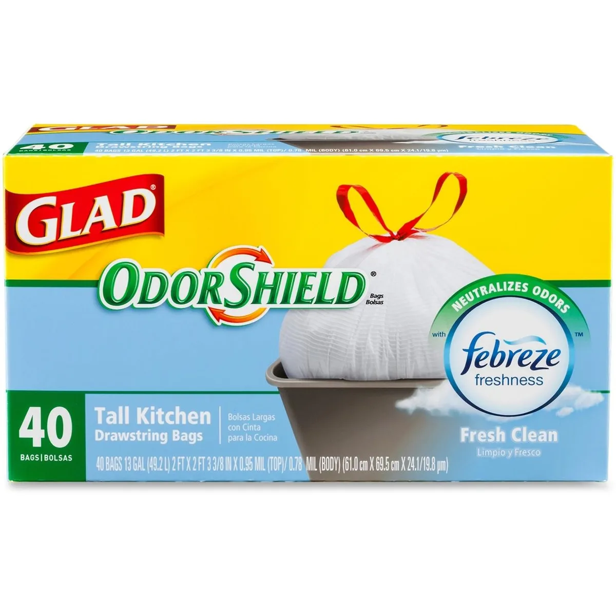 Clorox Clorox 78361CT Glad OdorShield 13 gal Trash Bags 40 ct — product photo