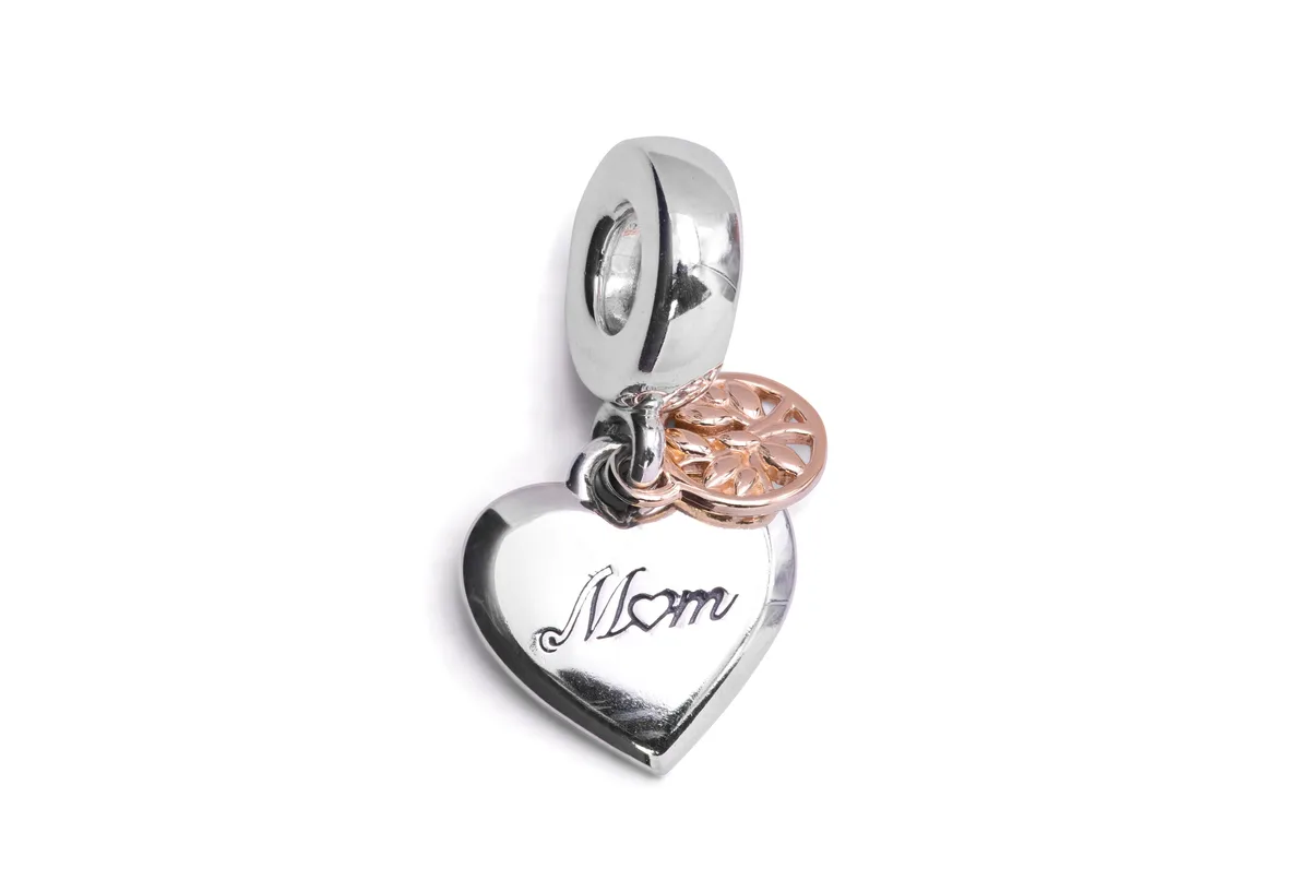 PANDORA PANDORA Two-tone Family Tree &amp; Heart Dangle Charm 14k — product photo