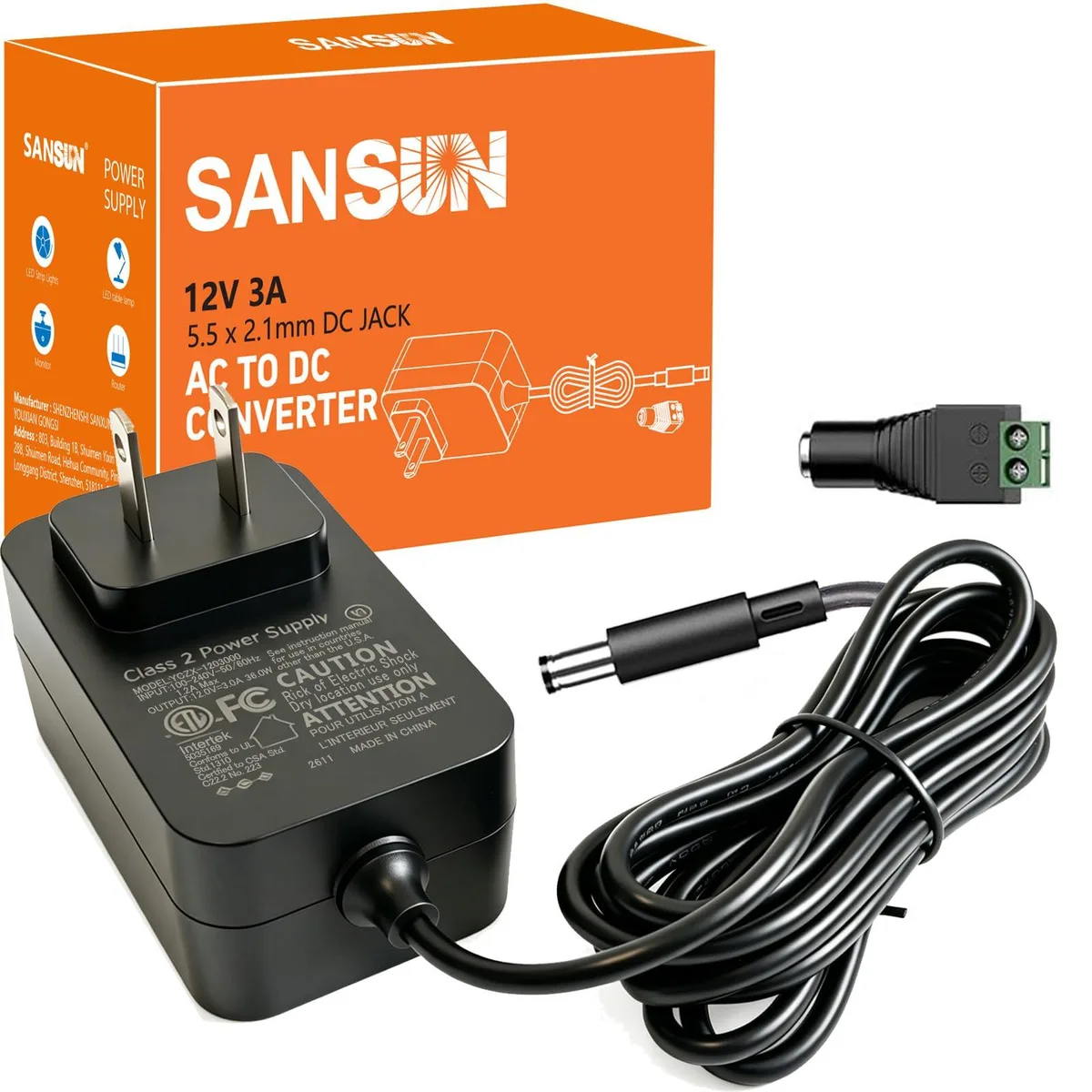  Dell 12V3A1T 12 V 36 W power adapter — product photo